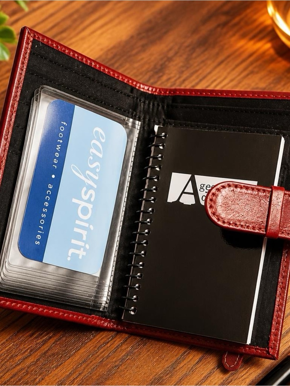 LEATHER easy spirit wallet/agenda (all in one) Red Genuine leather